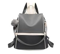 OBASDFD Fashion Cloth Canvas Backpack For Women Soft Leather Travel Bags Cute Tote Purses(Grey)