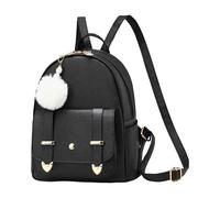 OBASDFD Fashionable Small Schoolbag, Fresh Leather College Women's Backpack, Water Pouch Bags(Black)