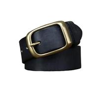 OBASDFD Handmade Cowhide Full Grain Leather Belt 3.8cm Heavy Duty Solid Brass Single Prong Gold Buckle For Men Women(Black,125cm/49)