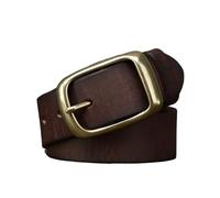 OBASDFD Handmade Cowhide Full Grain Leather Belt 3.8cm Heavy Duty Solid Brass Single Prong Gold Buckle For Men Women(Coffee,100cm/39)