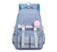 OBASDFD Ladies' Fashion Solid Color Cloth Schoolbag, Large Capacity With Adjustable Double Shoulder Belt For Teenagers(Blue)