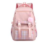 OBASDFD Ladies' Fashion Solid Color Cloth Schoolbag, Large Capacity With Adjustable Double Shoulder Belt For Teenagers(Pink)