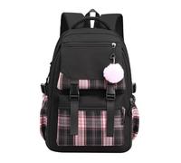 OBASDFD Ladies' Fashion Solid Color Cloth Schoolbag, Large Capacity With Adjustable Double Shoulder Belt For Teenagers(Black)