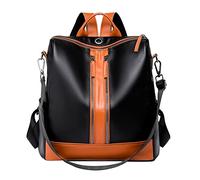 OBASDFD Ladies Fashion Versatile Leather Shoulder Bag - Casual Light Zipper Student Backpack(Black)