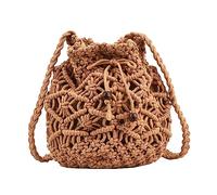 OBASDFD Ladies Literary Vintage Cotton Woven Drawstring Fresh Beach Business Crossbody Single Shoulder Bag