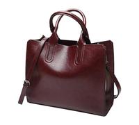 OBASDFD Ladies & Mens Fashion Vintage Solid Color Zipper Large Capacity Shoulder Handbag(Coffee)