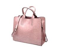 OBASDFD Ladies & Mens Fashion Vintage Solid Color Zipper Large Capacity Shoulder Handbag(Pink)