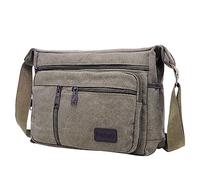 OBASDFD Men's Canvas Shoulder Purse & Handbags, Leisure Travel Layer Business Crossbody Bags(Green)