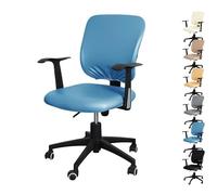 OBASDFD PU Leather Split Design Waterproof Computer Chair Cover Protector(Blue 1pcs)