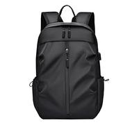 OBASDFD School Starts Season Fashion Women Men Student Zipper Solid Color Nylon Waterproof Bag(Black)