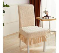 OBASDFD Stretch Parsons Chair Slipcovers Set, Thick Washable Dining Covers - Multiple Pack Options(Beige 1,Set of 4)