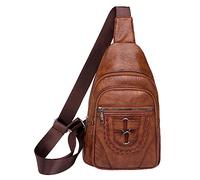 OBASDFD Vegan Leather Small Crossbody Bag - Women Fashion Purses With Pockets & Compartments, Mens Work Backpack(Brown)
