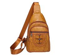 OBASDFD Vegan Leather Small Crossbody Bag - Women Fashion Purses With Pockets & Compartments, Mens Work Backpack(Yellow)