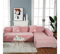 OBASDFD Velvet Stretch Sofa Slipcover Non-Slip Washable Elastic Furniture Protector(Pink,3 Seater 190-230cm)