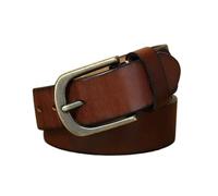 OBASDFD Vintage Leather Belt, Handmade Genuine Cow Strap, 38mm Wide 5mm Thickness, Bronze Antique Brass Buckle, Coffee(Brown,100cm/39)