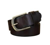 OBASDFD Vintage Leather Belt, Handmade Genuine Cow Strap, 38mm Wide 5mm Thickness, Bronze Antique Brass Buckle, Coffee(Coffee,120cm/47)