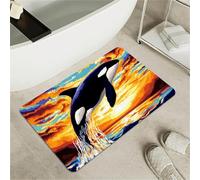 OBASDFD Whale Mosaic Bath Mat - Non-Slip Diatomite Stone Rug, Fast Drying Absorbent(#40,20x31Inch (50 * 80cm))
