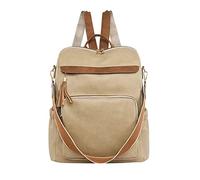 OBASDFD Women's Carry On Backpack - Convertible Shoulder Bag With Wristlet For Work, College(Khaki)