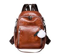 OBASDFD Women's Fashion Backpack Comfortable Leather Small Clear Bag For Student Travel Stadium Approved(Brown)