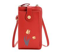 OBASDFD Women's Flower Mini Vertical Multifunctional Mobile Phone Crossbody Bag Mens Shoulder Bags(Rd1)