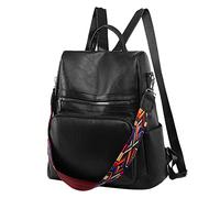 OBASDFD Women's Functional Casual Backpack, Soft Rucksack, Ladies Shoulder Bag, Medium Fashion Leather Outdoor(Black)