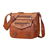 OBASDFD Women's Heart Decor Vintage PU Leather Crossbody Shoulder Messenger Purse With Pockets(Brown)