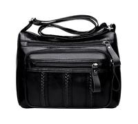 OBASDFD Women's Knitting Crossbody Bag - Zip, Vintage PU Leather, Shoulder, Pockets, Canvas Messenger Purse