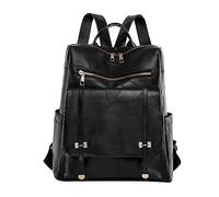 OBASDFD Women's Leather Backpack Purse Lightweight Small Casual Daily Travel Necessities(Black)