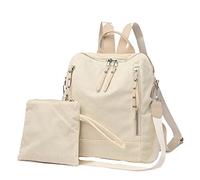 OBASDFD Women's Medium Backpack Purse - Practical, Zipper, Casual Tote, Fashion For Travel & Work(Beige)