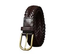 OBASDFD Womens Mens Fully Adjustable Braided Belt - 3cm Wide, Skinny Woven Cowhide Leather Strap For Casual Jeans Dress Golf(Coffee,105cm/41)
