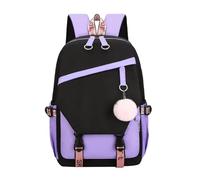 OBASDFD Women's Soft Leather Travel Backpack, Convertible Shoulder Bag With Wristlet, For Work, College & Carry On(Purple)