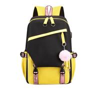 OBASDFD Women's Soft Leather Travel Backpack, Convertible Shoulder Bag With Wristlet, For Work, College & Carry On(Yellow)