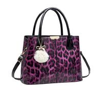 OBASDFD Women's Trendy Leopard Print Purses, Hand-Worn Body Bag, Fashionable Casual Small Square Shoulder(Purple)
