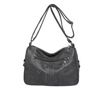 OBASDFD Women's Vintage Soft Leather Crossbody Bag, Lightweight Versatile With Waterproof Pocket, Adjustable Shoulder(Grey)