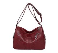OBASDFD Women's Vintage Soft Leather Crossbody Bag, Lightweight Versatile With Waterproof Pocket, Adjustable Shoulder(Red)