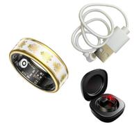 Obasyhig Size 7 Smart Enamel Health Monitoring Ring in White Obasyhig White