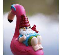 Obasyhig Style 2 Flamingo & Gnome Resin Sculpture in Red Obasyhig Red