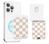 Obbii Magnetic Card Holder Phone Wallet, Leather Magnetic Card Holder fo Back of Phone Card Wallet for MagSafe Compatible for iPhone 16/15/14/13/12 Series (Checkerboard)