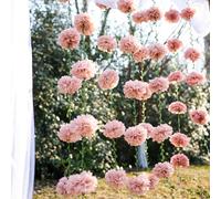 OBBOLO 2 Pcs Dusty Pink Flower Garland for Bridal Shower Decorations, Baby Shower Decorations for Girls, Pom Pom Garland, Paper Flowers Party Decorations for Birthday