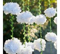 OBBOLO 2 Pcs White Flower Garland for Bridal Shower Decorations, Baby Shower Decorations for Girls, Pom Pom Garland, Paper Flowers Party Decorations for Birthday