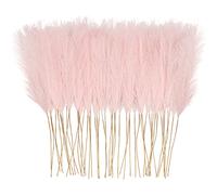 obbsie 50pcs Pink Faux Pampas Grass Decor, 21.6" Short Artificial Pompous Grass Floral Fake Pompas Grass Branches Vase Filler Flower Arrangement for Home Wedding Boho Decor