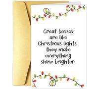 Obbyidk Cute Boss Christmas Card, Christmas Card for Boss Leader, Xmas Card from Employee Staff, Great Bosses Are Like Lights