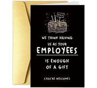 Obbyidk Funny Happy Birthday Card for Employer Leader, Birthday Card for Boss Managers, Happy Boss’s Day Card Gift, As Your Employees Is Enough of a Gift