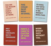 Obbyidk Funny Valentine's Day Card Set for Coworkers, Humorous Valentines Cards for Colleagues Boss Employees, 4 x 6 In(6 Designs, 24 Cards with Envelopes)