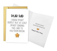 Obbyidk Hilarious Father's Day Card from Daughter Son, Funny Fathers Day Card for Dad, At Least Not from Prison