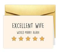 Obbyidk Hilarious Wedding Anniversary Card for 5 Star Wife, Funny Valentines Day Card from Husband, Wife Birthday Card, Excellent Wife Would Marry Again