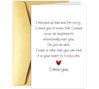 Obbyidk Poem Apology Card for Friend Family, I Messed up Card for Him Her, I Miss You Card, Forgive Me Card, I Messed up Bad and I'm Sorry...