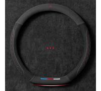 OBCBALGUX Steering Wheel Cover, for Audi A3 8P 8L Sportback Q7 Q5 A4 Car Wheel Cover Protector Microfiber Leather, Non-Slip Comfortable Grip, Breathable, Heavy Duty,D