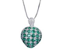 OBCPD 20 * 29mm Ruby Emerald Sapphire Heart-Shaped Pendant Necklace for Women Gemstone Jewelry Female Gift