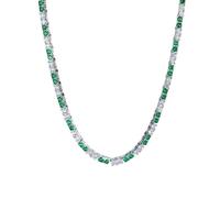 OBCPD 925 Solid Silver Emerald Gemstone Tennis Chain Necklaces for Women Wedding Jewelry Gifts